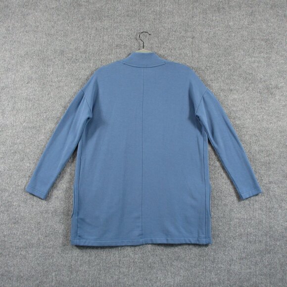 Free Fly Sweater Womens S Blue Cardigan Thermal Fleece Long Open Bamboo Pockets - Picture 2 of 11